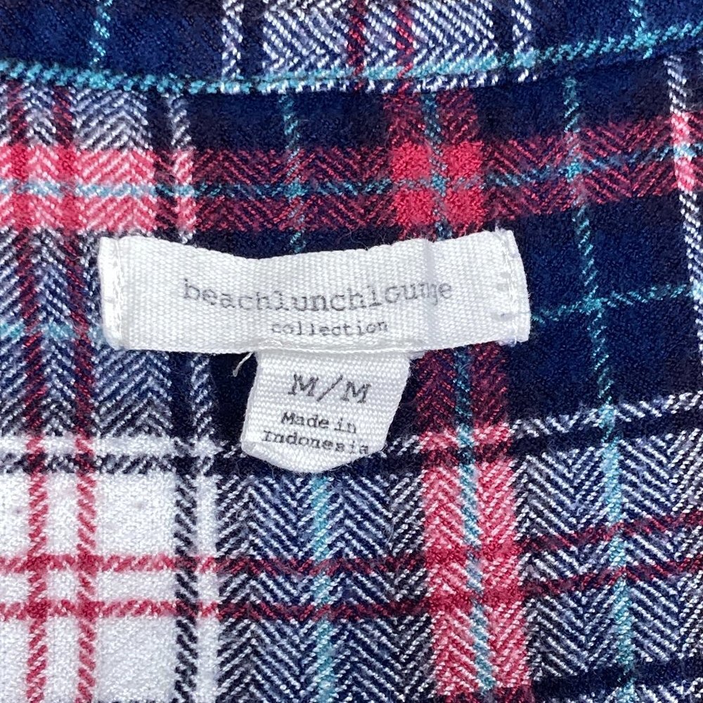 Beach Lunch Lounge Plaid Flannel Shirt Size M - Picture 8 of 8